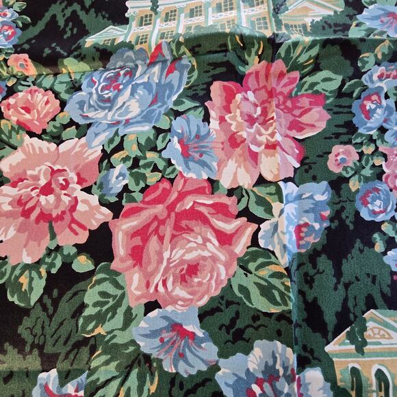Vintage Springs Industries 2 Fabric Remnants Pink Cabbage Roses Colonial House - Picture 5 of 13